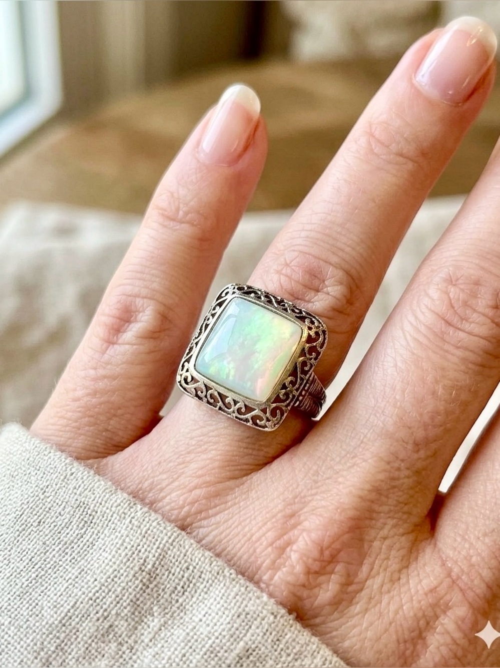 Vintage 925 Mother of Pearl Ring, Size 7